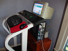 treadmill desk keyboard mouse and computer