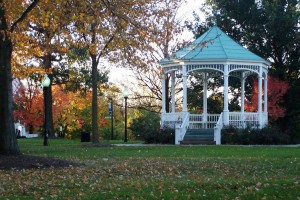 Hudson Ohio gazebo in the fall on the green